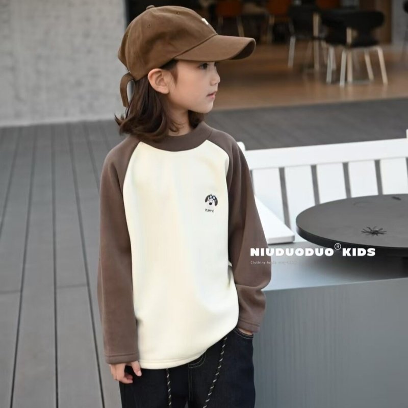 牛哆哆男童打底衫2024冬款高领中大童一体绒T恤女童加绒加厚28907