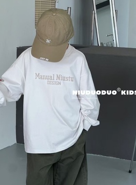 牛哆哆儿童T恤2025春秋新款男童圆领上衣中大童宽松休闲女童37973
