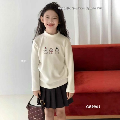 大E小e儿童打底衫2025冬半高领中大童T恤女童德绒加厚暖暖衣9961