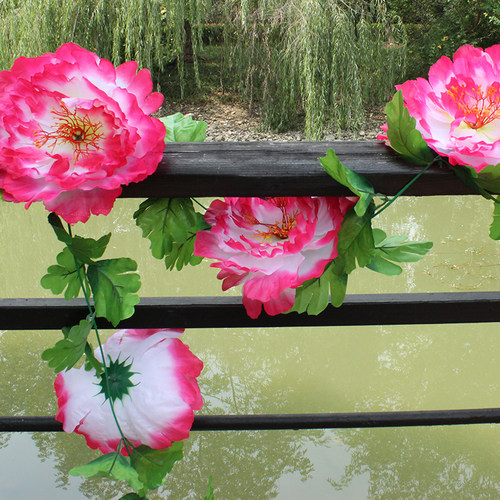 仿真牡丹花藤条墓碑花串上坟扫墓
