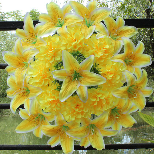 菊花圈50CM绢花环清明扫墓上坟用花祭祀假花公墓地摆放祭奠塑料花 - 封面