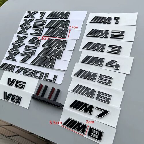 适用宝马M标侧标车尾标志贴1系5系7系3系M套件X3X5M3M5亮黑改装贴