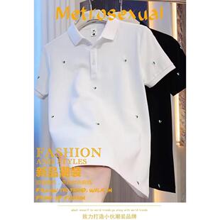 polo衫 潮流2023新款 男潮牌夏季 修身 百搭体恤上衣 t恤韩版 翻领短袖