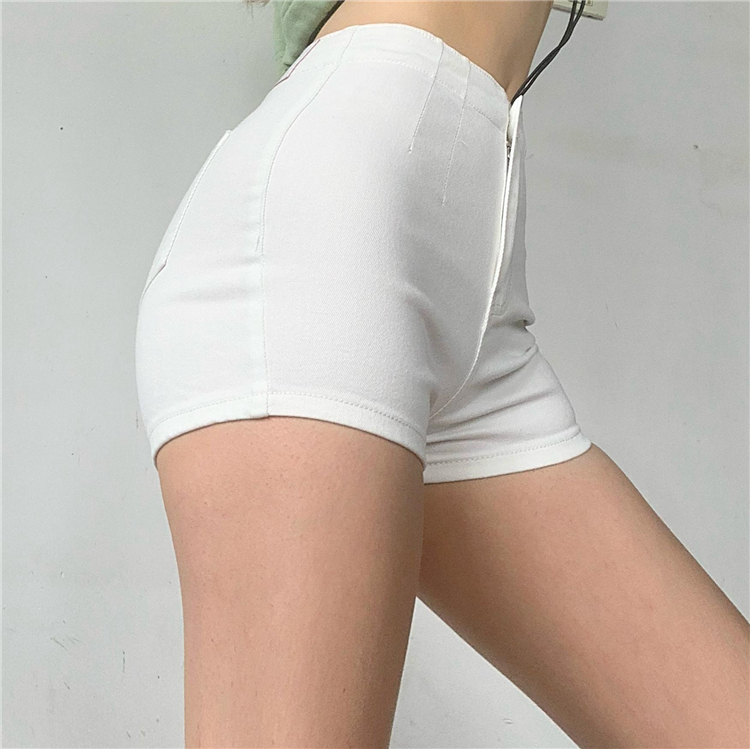 欧美风中高腰法式简约AA薄牛仔短裤女夏季显瘦百搭修身显腿长热裤