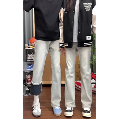 直筒牛仔裤冬季加厚美式高街显瘦