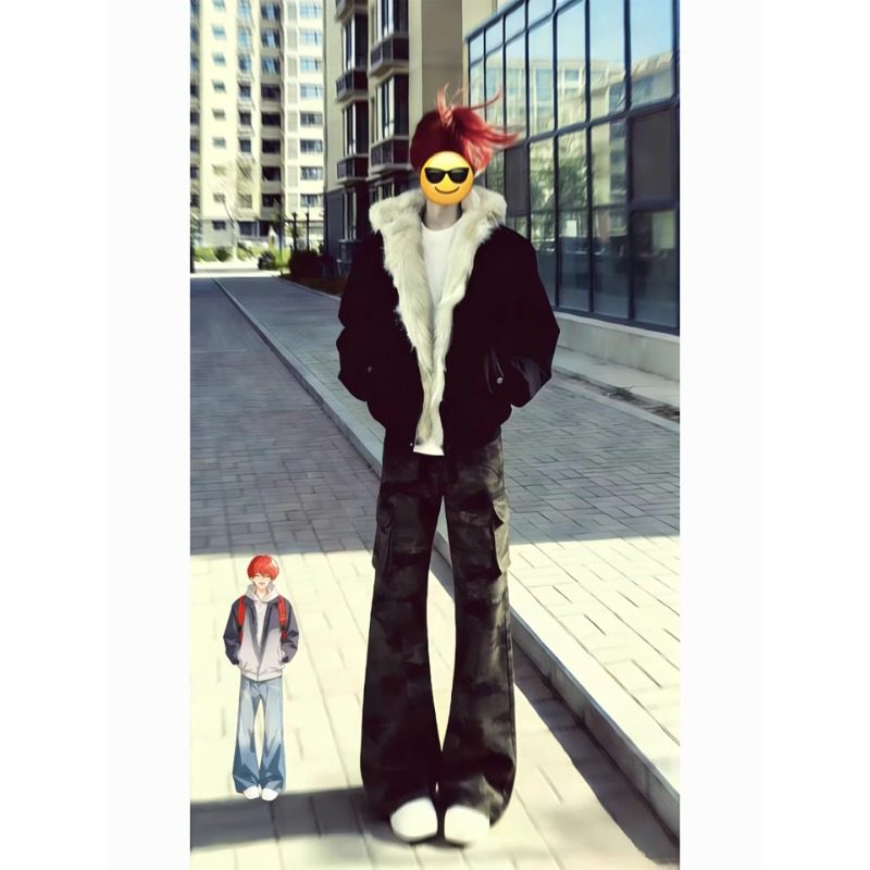 美式迷彩微喇牛仔裤男款春秋高级感vibe裤子cleanfit多口袋工装裤,男装,牛仔裤,淘宝优惠券,粉丝福利购,淘宝优惠卷