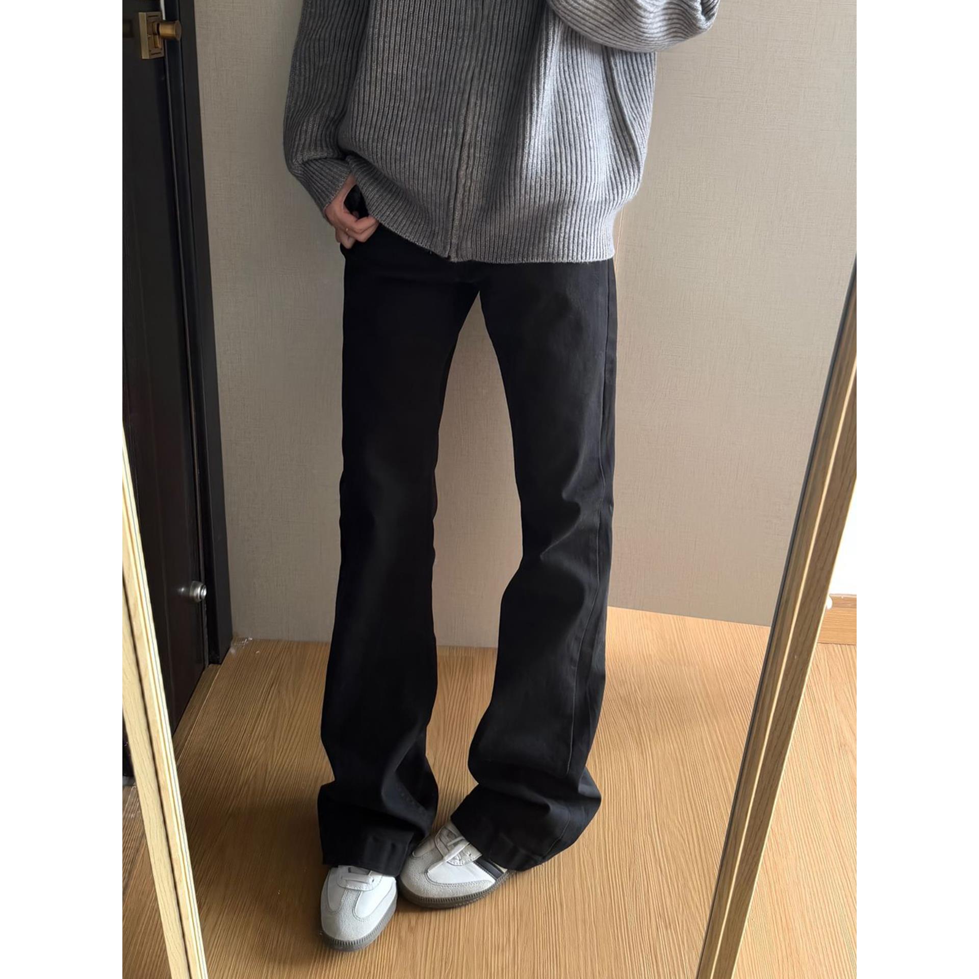 Bcare黑色弯刀牛仔裤男美式复古