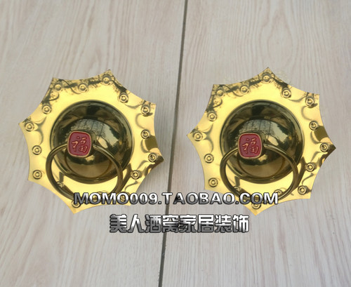 仿古寺庙大门门环 古典中式把手 钛金不锈钢门环拉手五福临门拉手
