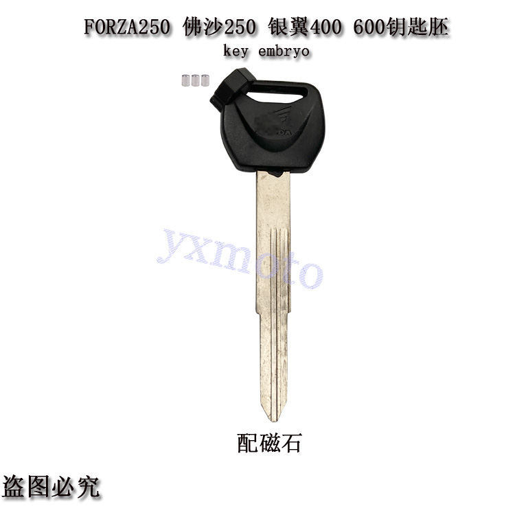 适用FORZA250 佛沙250 银翼400 银翼600摩托车改装钥匙胚 配磁石