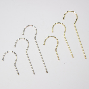 木衣架钩子配件挂钩4.2mm加粗加长圆钩金银色塑料衣架金属铁勾头