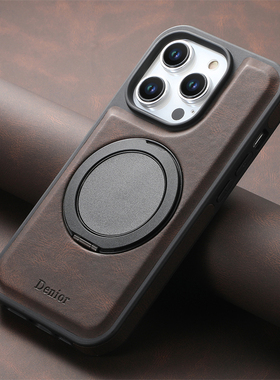 肤感皮质360度齿轮旋转解压金属支架适用iPhone16promax手机壳14硅胶15plus防摔13magsafe磁吸无线充电12皮套