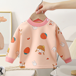 4岁宝宝保暖内衣秋衣 单件上衣0 2件装 儿童加绒保暖衣男女童打底衫
