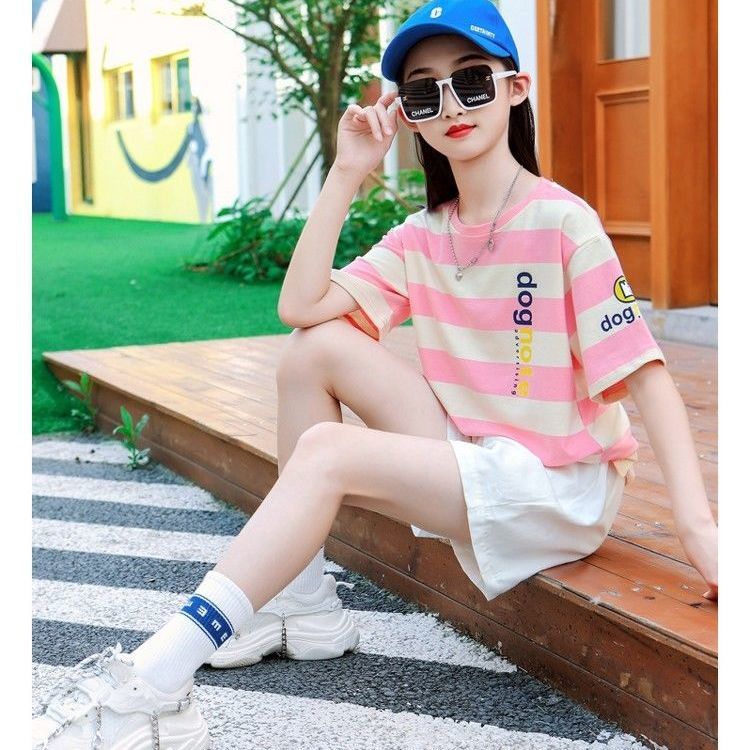 女童夏季套装洋气2022年新款网红运动夏装12女中大童短袖短裤10岁