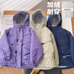 【寒冬狠厚冲锋衣】中大童加绒夹棉冲锋衣棉服男女童厚棉袄