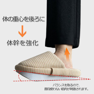 日本负跟鞋女腰椎矫正产后骨盆前倾冬季家用毛绒保暖拖鞋倒走K型