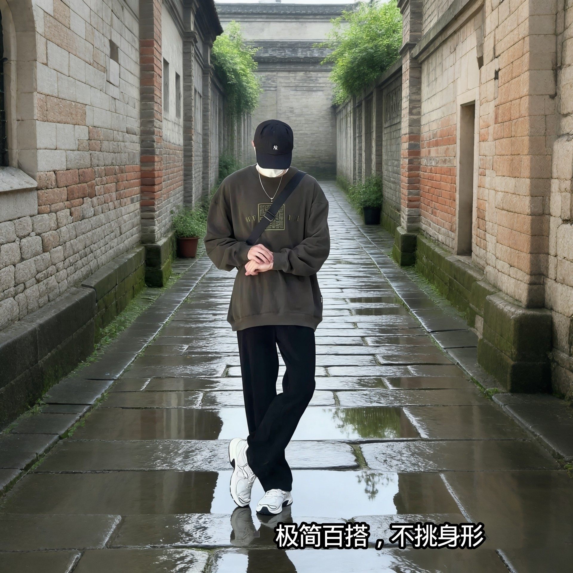 通勤新款男士休闲裤百搭宽松直筒长裤子垂感潮牌立体卫裤