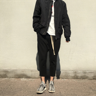 夏季薄款哈伦裤高街宽松吊裆裤九分裤9分百搭男女垮裤直筒垂坠感