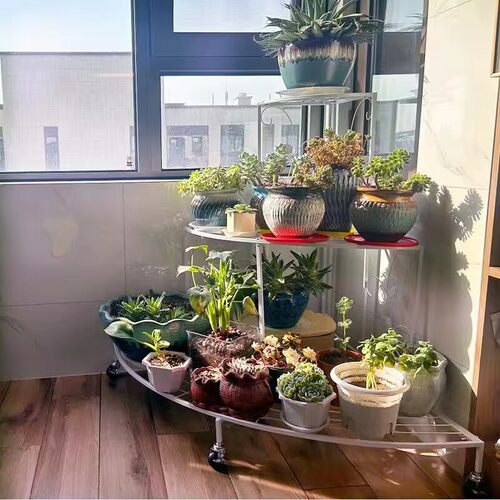 铁艺欧式组装阳台转角阶梯落地式墙角多层四层花盆架客厅三角花架 - 封面