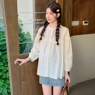 春装 怀孕衬衫 甜美减龄绣花长袖 春季 春秋衬衣春 上衣2025新款 孕妇装