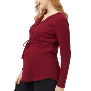 上衣 可哺乳孕妇装 厂家一件代发2022新款 亚马逊ebay欧美纯色长袖