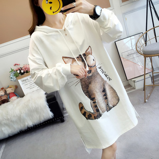 春秋新款 中长款 连帽卫衣薄款 宽松长袖 上衣潮 棉时尚 大量现货孕妇装