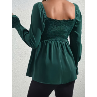 孕妇上衣 平行褶边荷叶边衣袖 2024现货亚马逊新款 跨境孕妇装