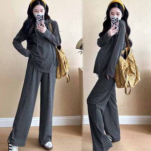 遮肚显瘦潮上衣 慵懒风孕妈春秋款 孕妇装 连帽半拉链秋冬小红书爆款