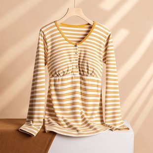 上衣家居服睡衣厂家批发 前开扣长袖 纯棉大码 月子服孕妇装