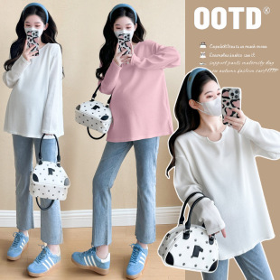 2024新款 华夫格百搭打底衫 孕妇上衣秋装 实拍现货