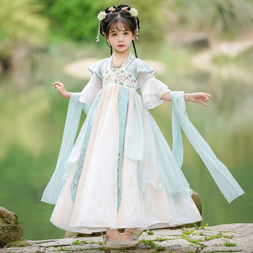 女童汉服夏季短袖儿童古风公主裙