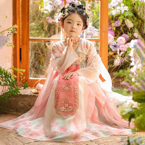 女童汉服春秋唐装古风公主连衣裙