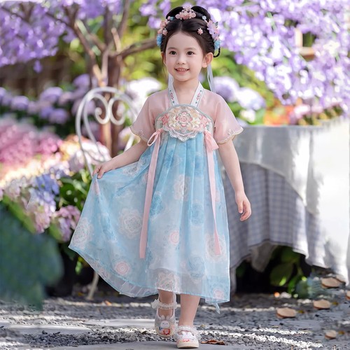 女童汉服夏季薄款古风公主连衣裙