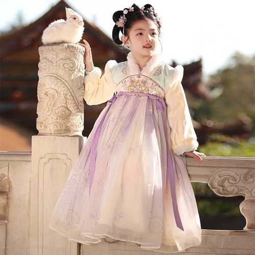 汉服女童冬季加绒古风公主连衣裙
