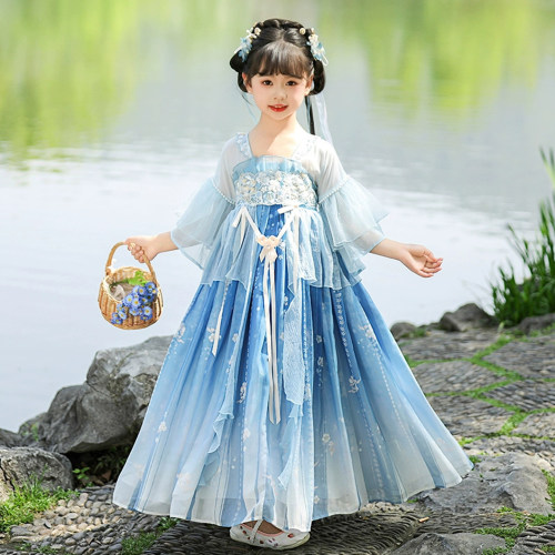 女童汉服夏季国风唐装女孩连衣裙