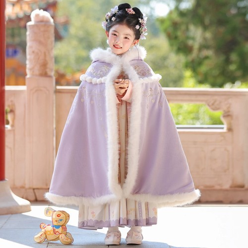 女童汉服连帽斗篷秋冬季加厚披风