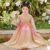 儿童古风超仙春秋女孩国风公主裙 2026新款 女童汉服古装 连衣裙春季