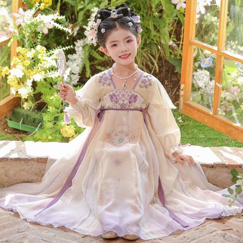 女童汉服春季唐装超仙古风连衣裙