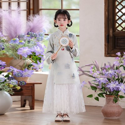 女童旗袍裙春秋改良新中式连衣裙