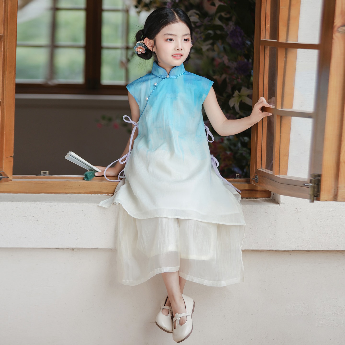 女童旗袍裙夏季中国风连衣裙套装