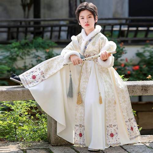 男童汉服拜年服冬季新款加绒唐装
