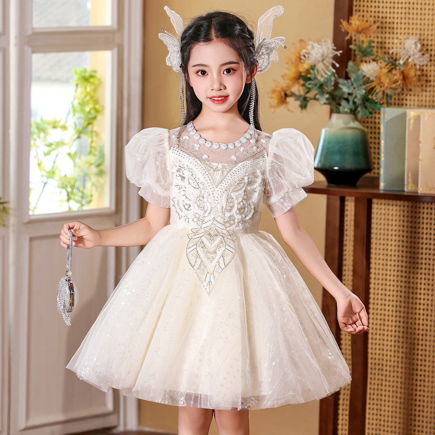 女童礼服轻奢小众公主裙夏季儿童主持人走秀小女孩钢琴演奏演出服