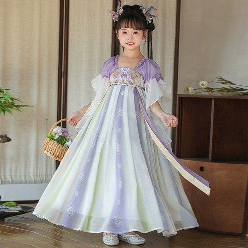 女童汉服夏季短袖超仙齐胸连衣裙