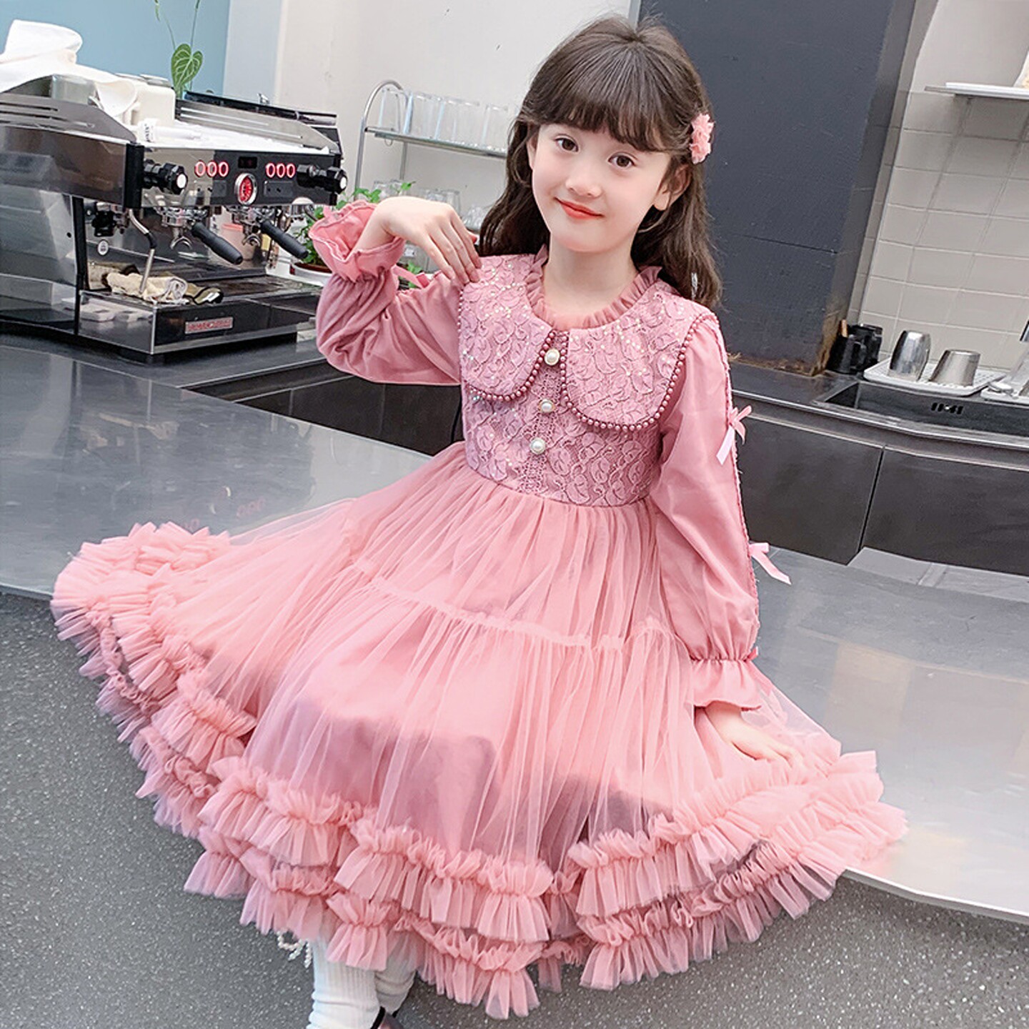 女童连衣裙秋装2025新款儿童洋气秋冬蓬蓬纱公主裙小女孩加绒裙子