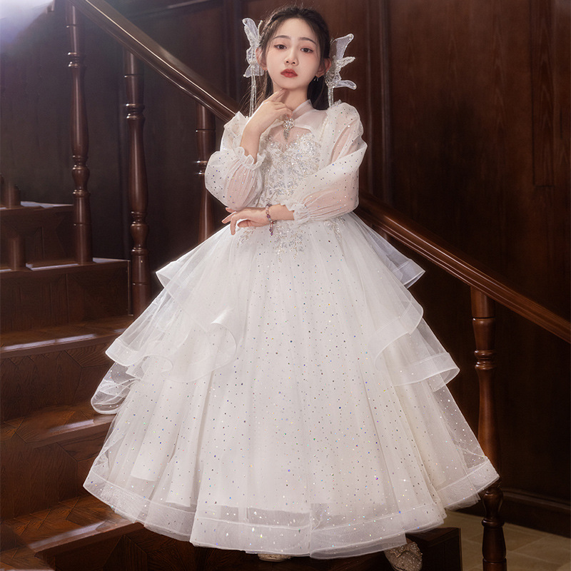 女童礼服轻奢小众高端花童婚礼女孩生日公主裙中大童走秀钢琴演出