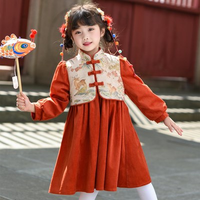 女童连衣裙冬季儿童中国风公主裙