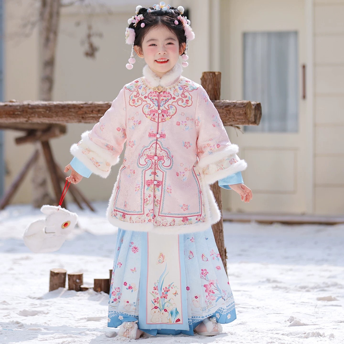 女童汉服格格服冬季加厚拜年服装