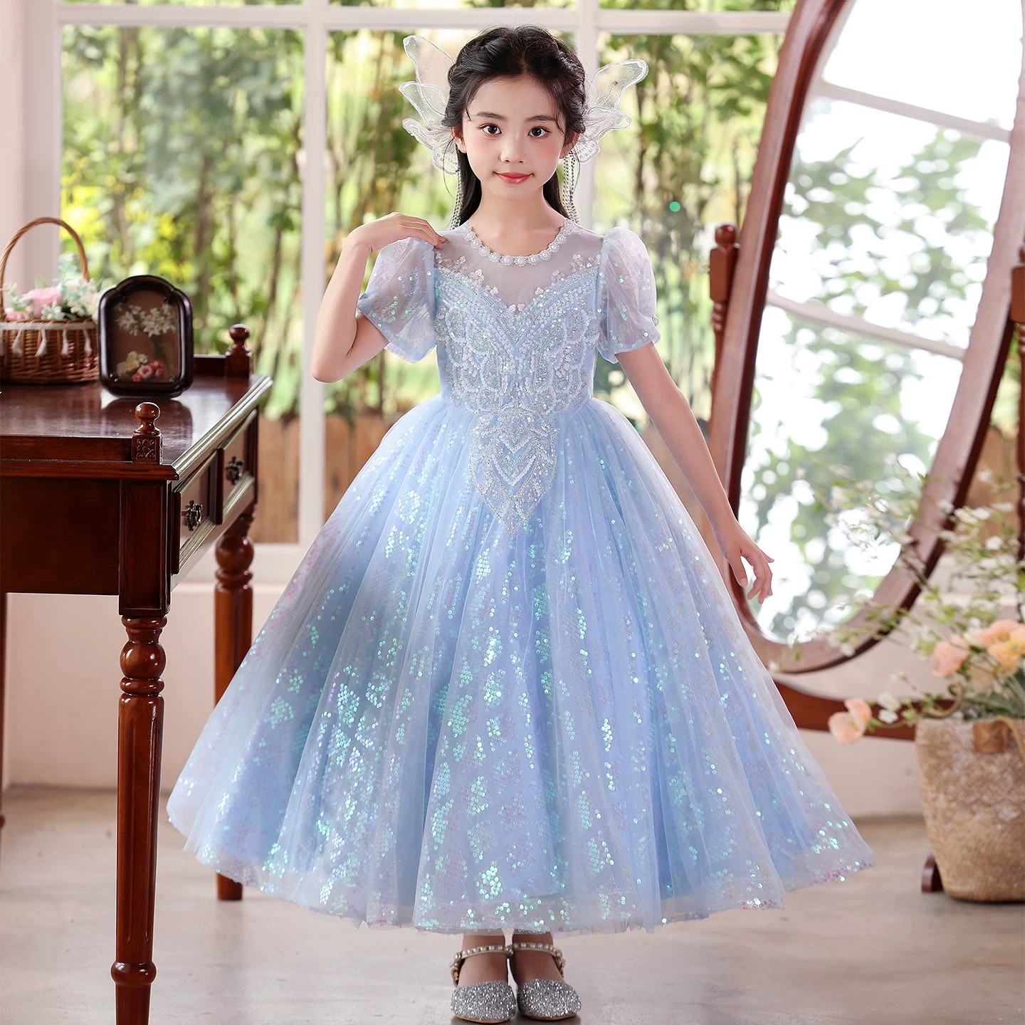 女童晚礼服轻奢小众高端生日公主裙儿童主持人钢琴花童婚礼蓬蓬裙