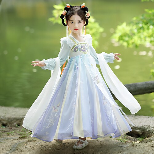儿童唐装秋装女童古装汉服连衣裙