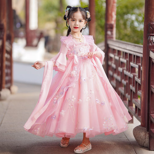 女童夏季薄款汉服短袖古装连衣裙