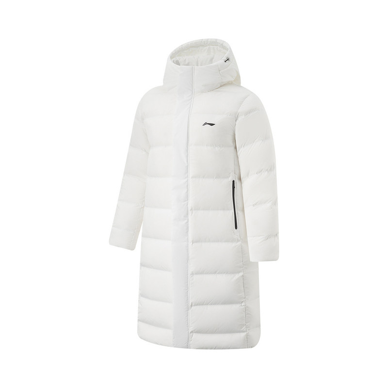 李宁男子2024冬季新连帽加厚白鸭绒保暖防泼水长款羽绒服 AYMU569